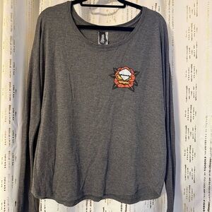 Johnny Cupcakes Gray Long Sleeve Shirt with Floral Design